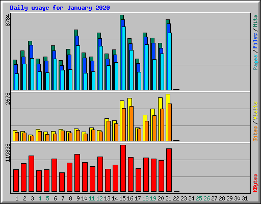 Daily usage for January 2020